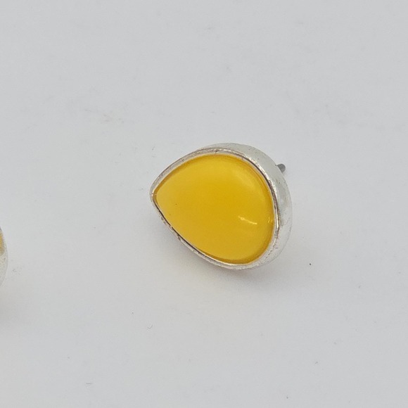 NAPIER Teardrop Earrings Signed Yellow Lucite Silver Tone On Card Post 1" - Picture 5 of 7